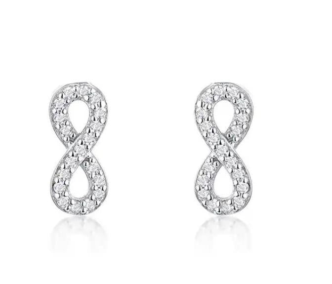 Infinity Stud Earrings — 925 Silver