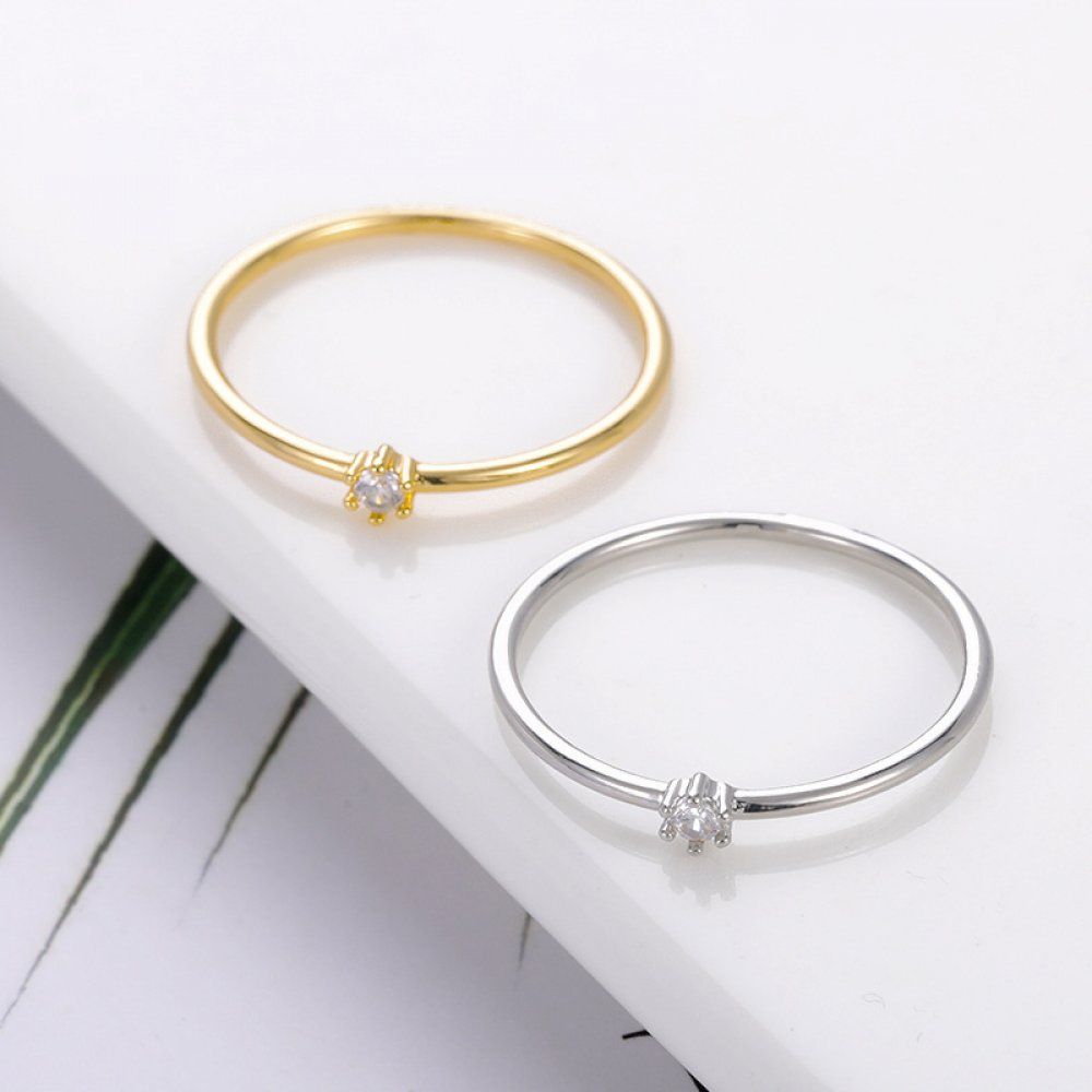 Solitaire CZ Ring — Gold Plated, Water Resistant
