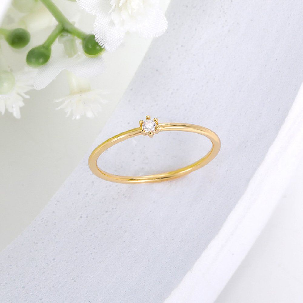 Solitaire CZ Ring — Gold Plated, Water Resistant