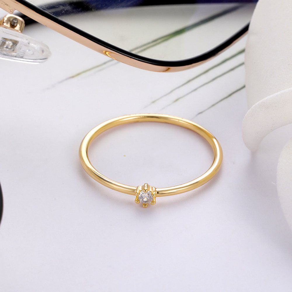 Solitaire CZ Ring — Gold Plated, Water Resistant