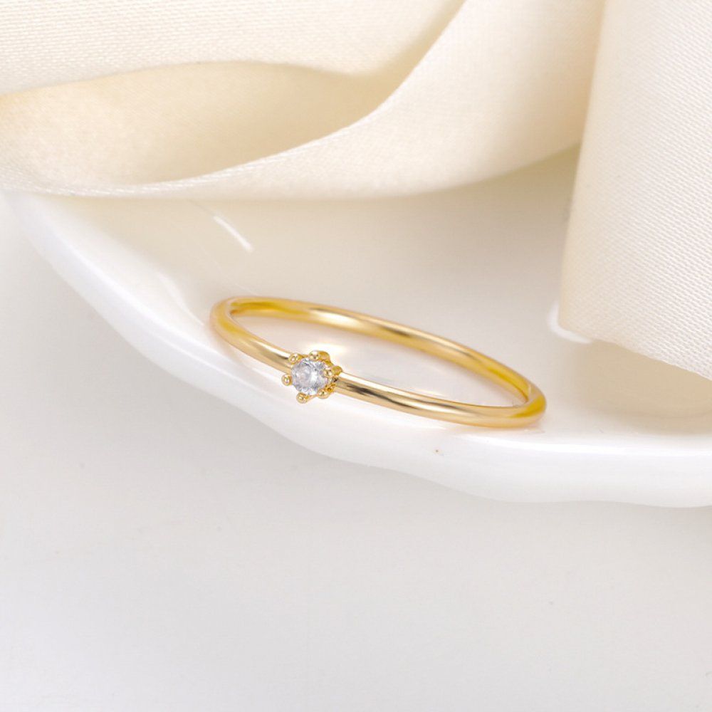Solitaire CZ Ring — Gold Plated, Water Resistant