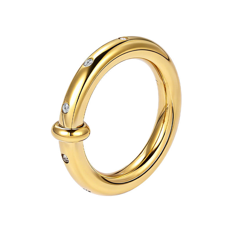 Geometric CZ Ring — 316L Stainless Steel