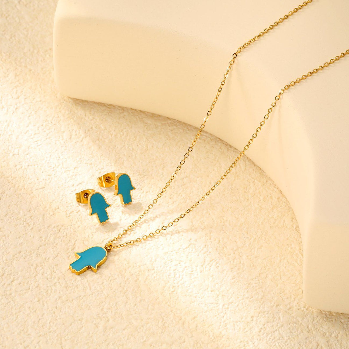 Hamsa Hand Enamel Set — Stainless Steel