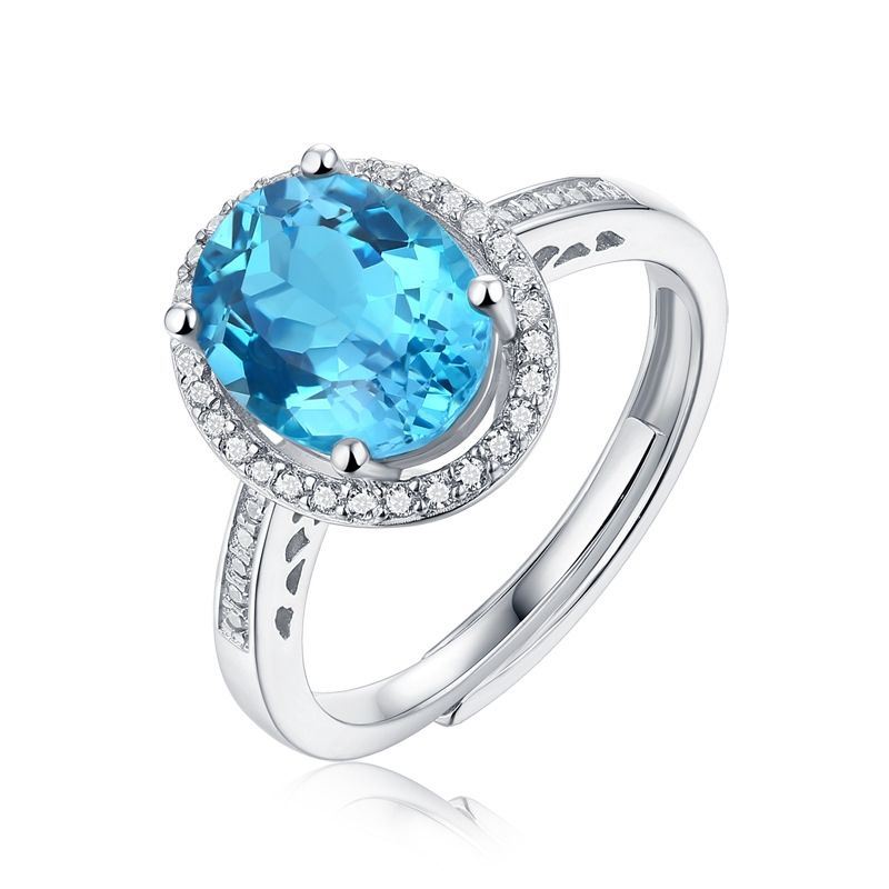 Natural Topaz Oval Ring — 925 Silver
