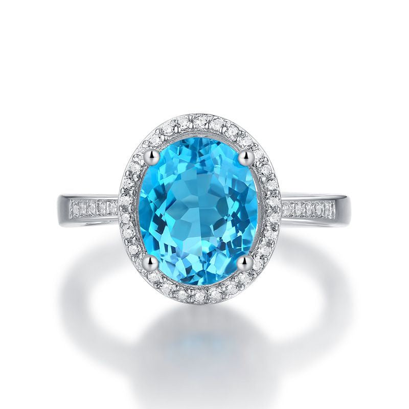 Natural Topaz Oval Ring — 925 Silver