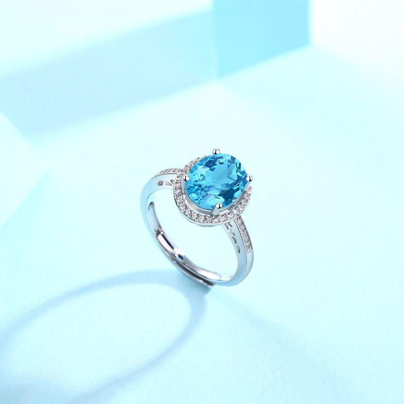 Natural Topaz Oval Ring — 925 Silver