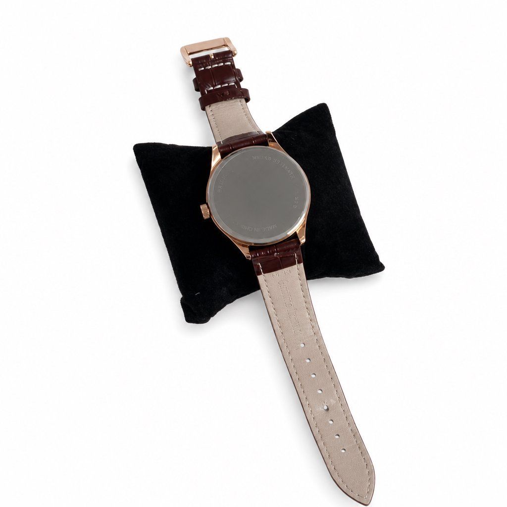 Rose Gold Leather Day-Date Watch