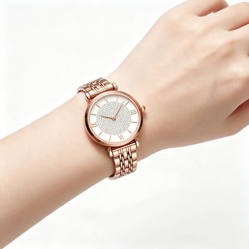 Aurele Stone-Set Dial Watch — Rose Gold Tone