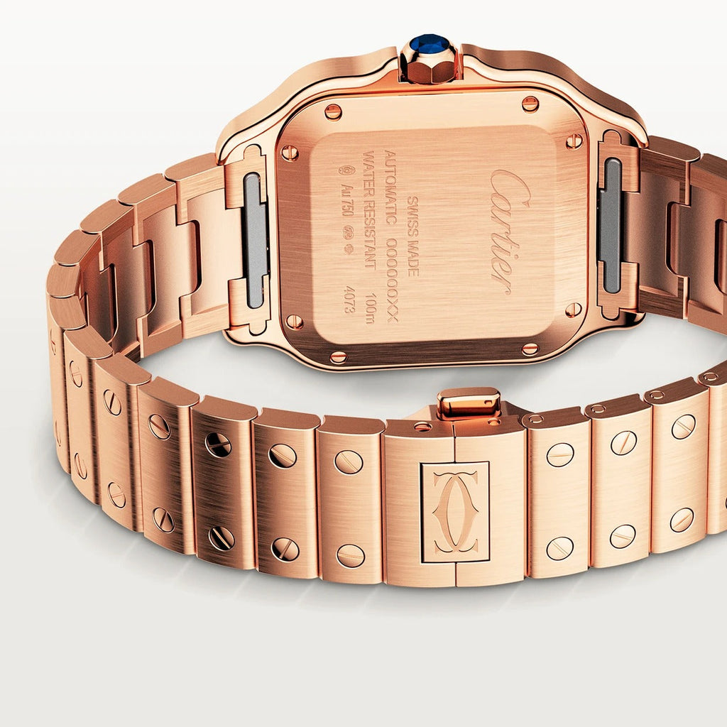 Unworn Santos de, 18k Rose Gold, 35.1mm, Ref# WGSA0031, box and papers