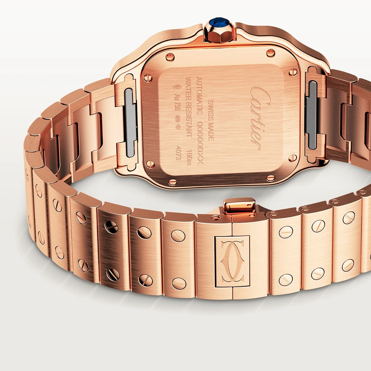 Unworn Santos de, 18k Rose Gold, 35.1mm, Ref# WGSA0031, box and papers