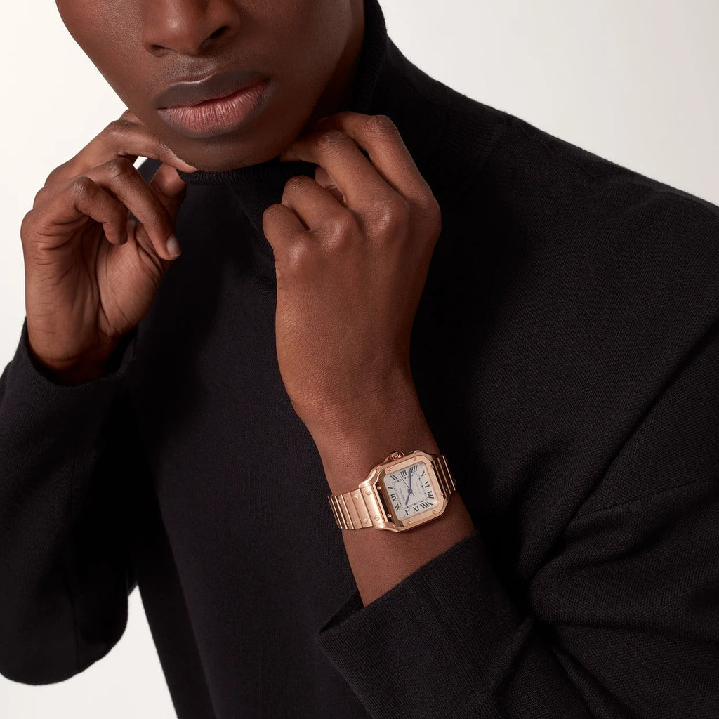 Unworn Santos de, 18k Rose Gold, 35.1mm, Ref# WGSA0031, box and papers