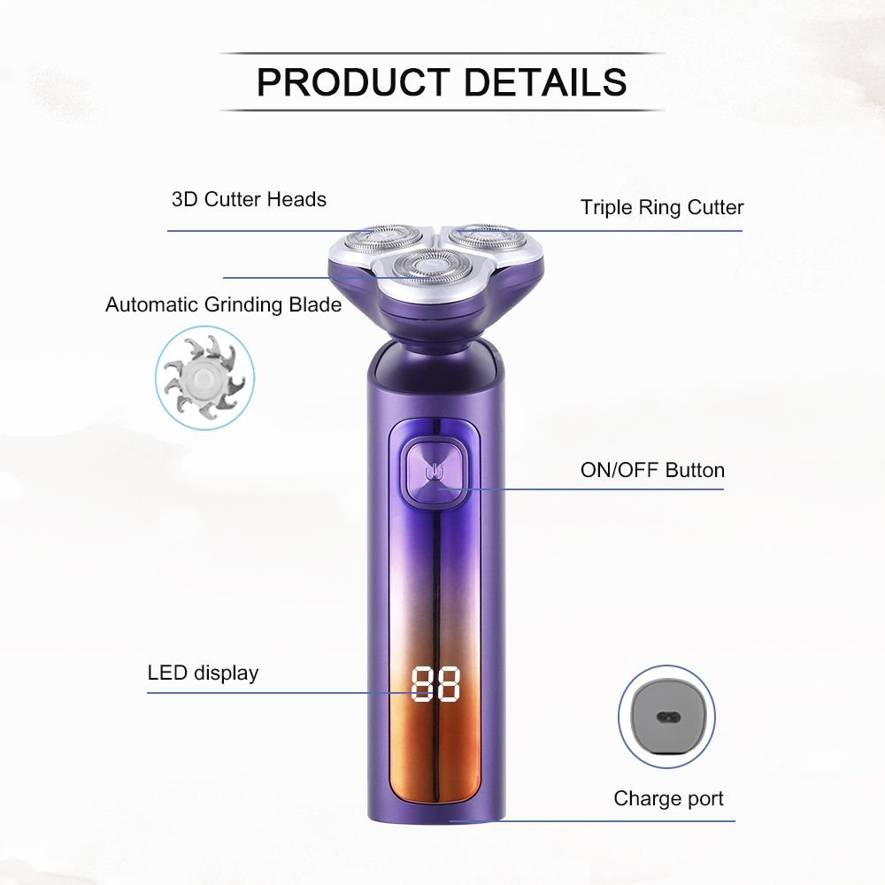 Triple Blade Shavers for Men USB Charging Rotary Rechargeable Electric Shaver