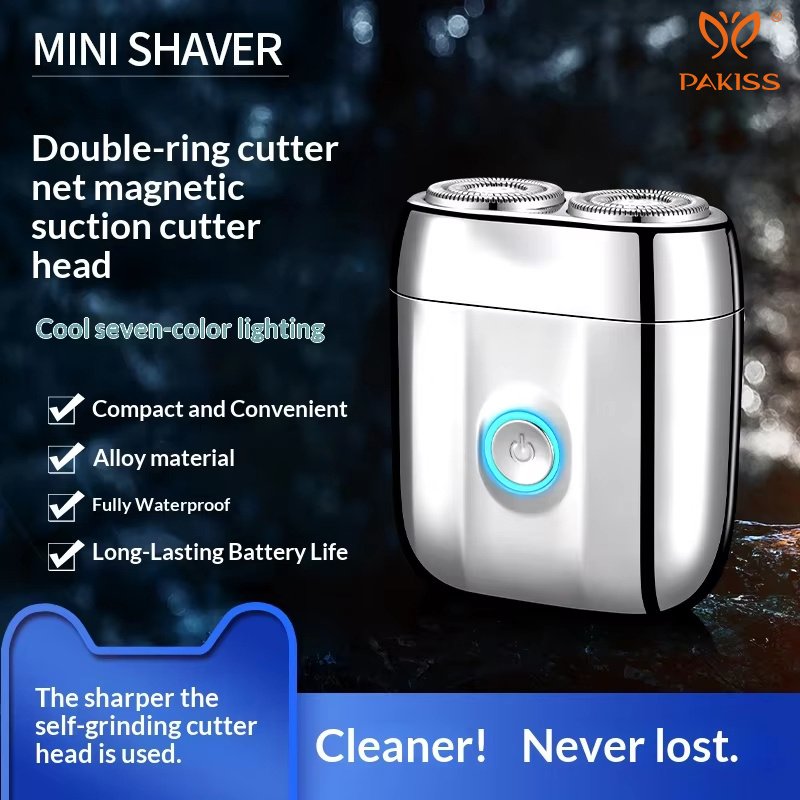 Pakiss Mini Dual-Head Electric Shaver Portable Travel Razor for Men