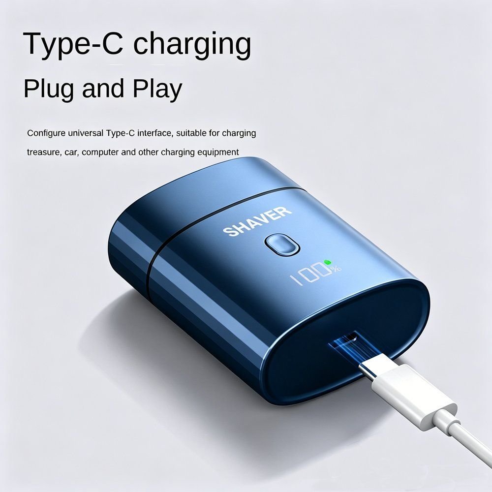 Mini Pocket Electric Shaver Type-C Rechargeable Men's Rotary Razor Waterproof Portable Shaver