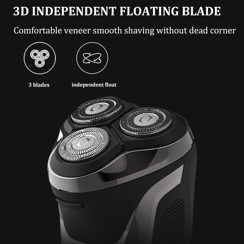 Men's Floating Veneer 3-Blade Electric Shaver Travel Portable Fast Charging Full Body Washable Razor