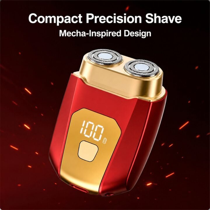 [Zsm] Palm-Sized Red Double Ring Floating Mesh 18-Blade Electric Shaver