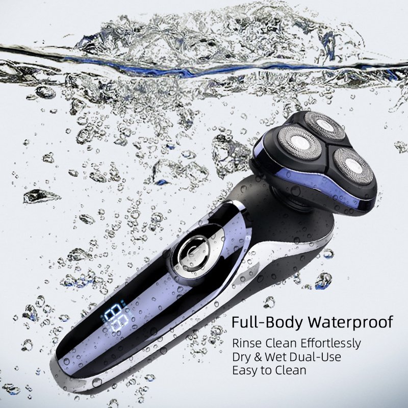Waterproof Men's Electric Shaver Rechargeable Cordless Wet Dry Rotary Shaver