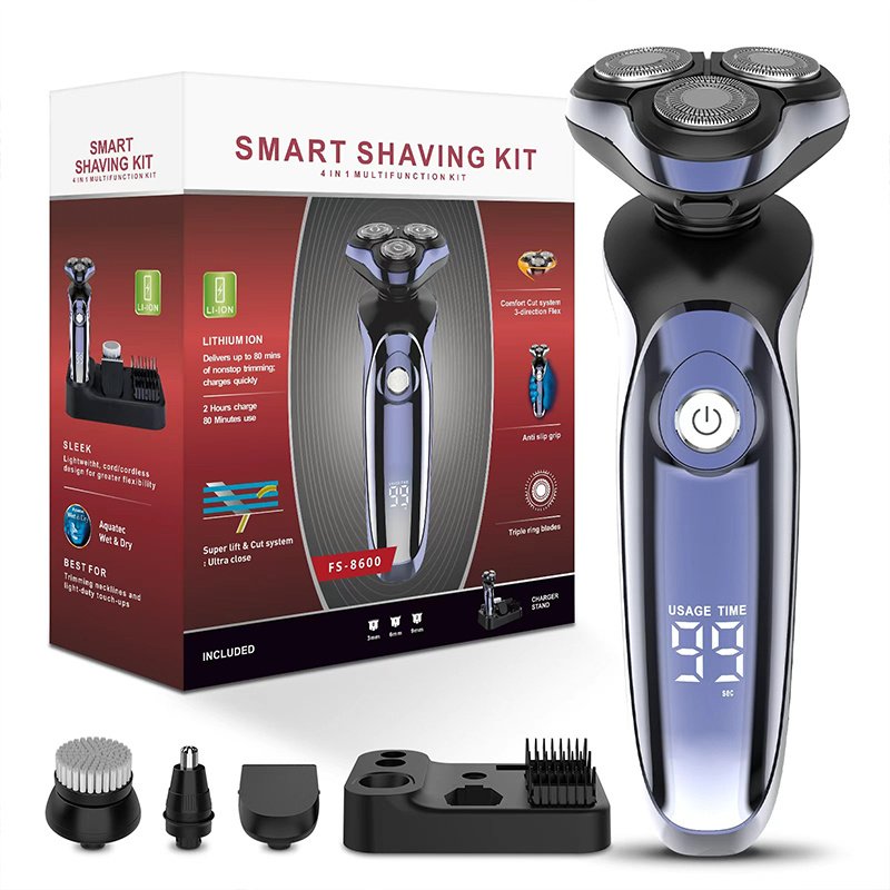 Waterproof Men's Electric Shaver Rechargeable Cordless Wet Dry Rotary Shaver