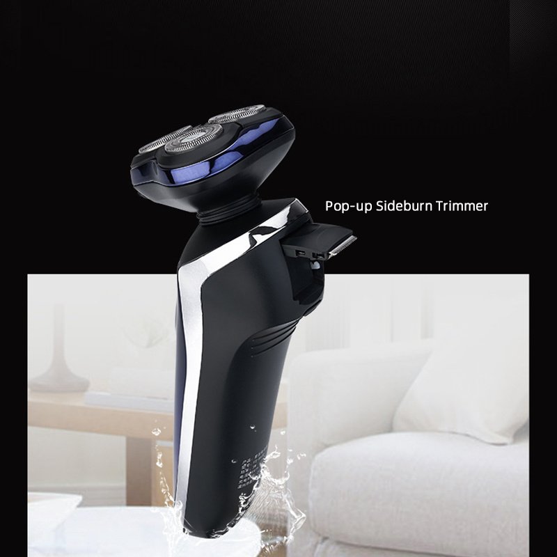 Waterproof Men's Electric Shaver Rechargeable Cordless Wet Dry Rotary Shaver