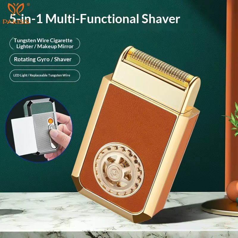 Pakiss All-in-One Travel Electric Rechargeable Shaver with LED Light and Lighter