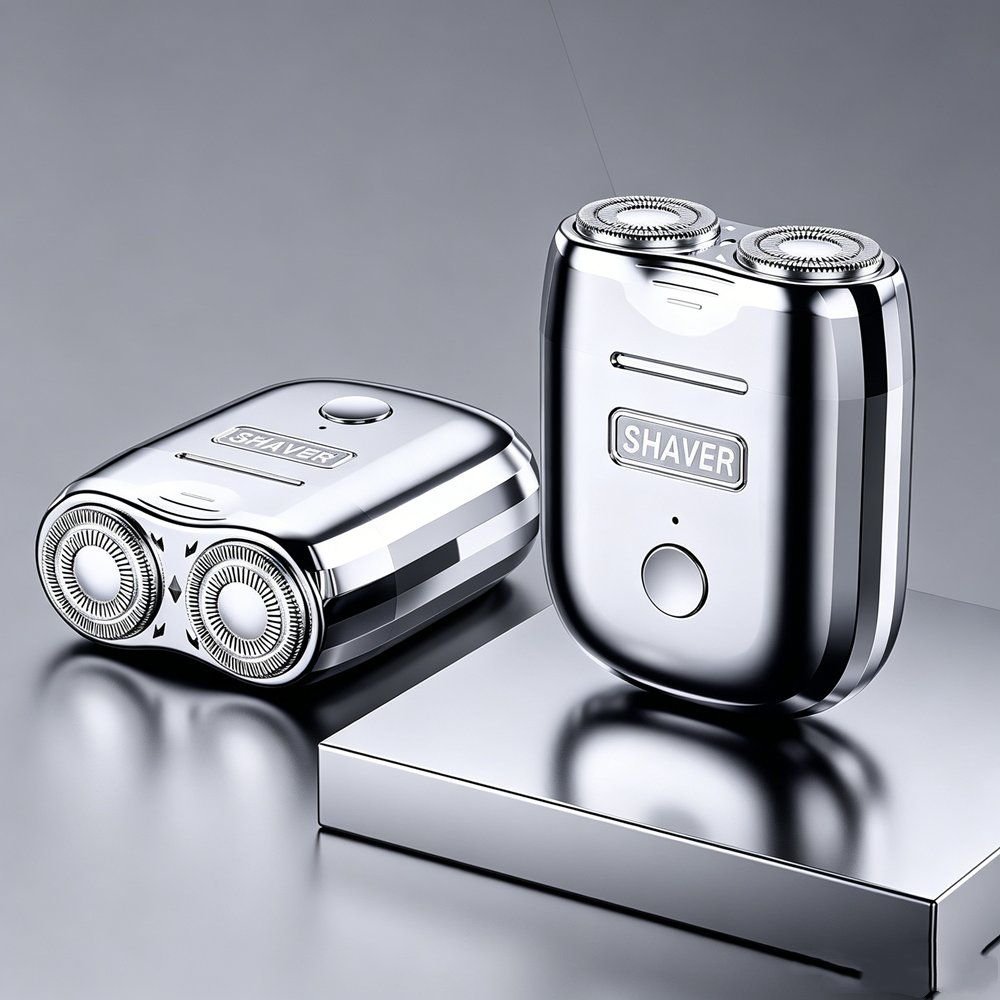 USB Rechargeable 2 Floating Heads Rotary Razor Waterproof Travel Mini Portable Electric Shaver