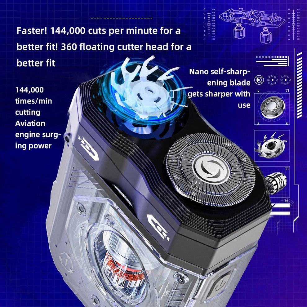 New Arrival Mini Smart Rotary Electric Shaver Beard Razor Type-C USB Rechargeable Waterproof Ipx7 Trimmer Men