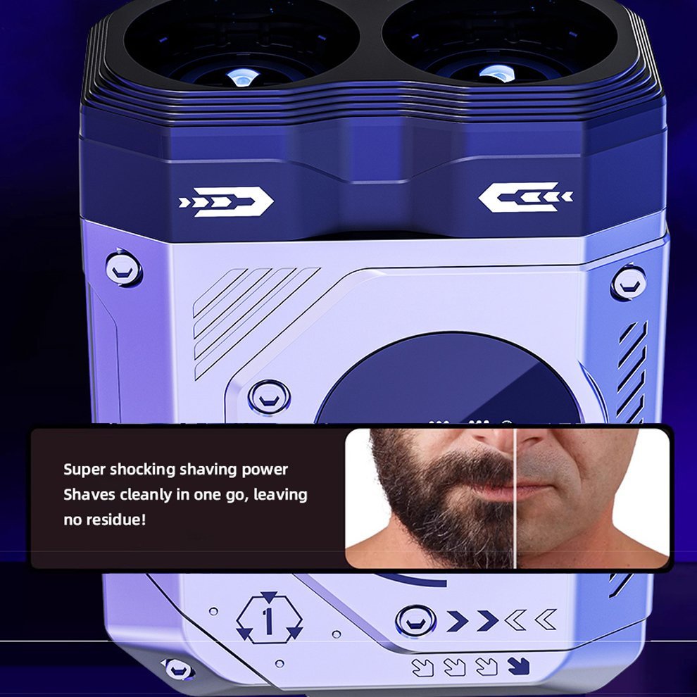 Mini Men's Electric Razor Shaver Dual Floating Blades Waterproof Ipx7 Double Cutter Head USB for Home Use